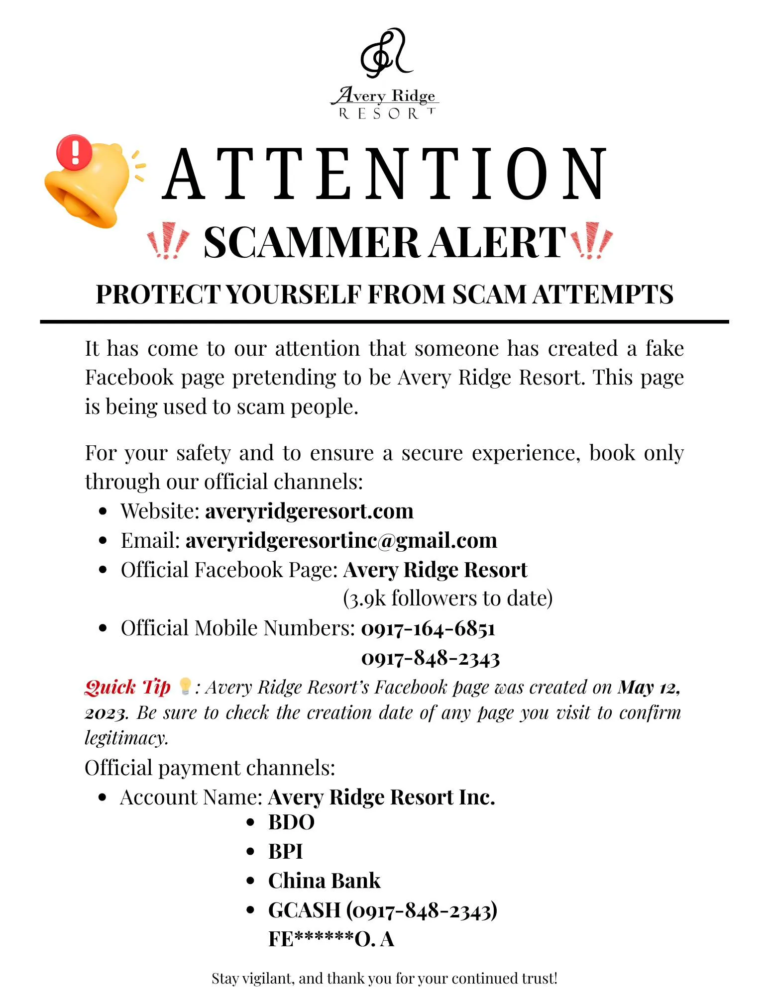 Scammer Alert Warning